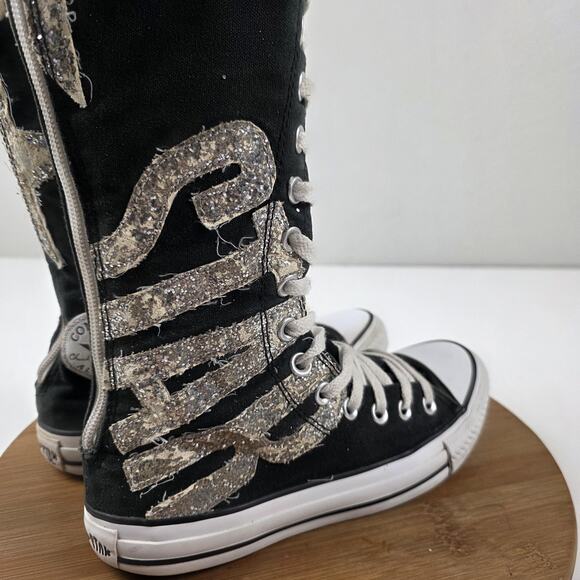VTG Y2K Converse Chuck Taylor All Star Knee High Lace Shoes Women's Sz 7 Glitter - Picture 5 of 16